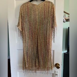 Nasty Gal Sequin Beaded Dress with Multicolor Stripes